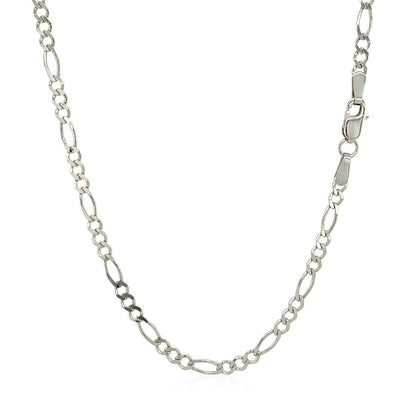 2.6mm 14k White Gold Solid Figaro Chain by Bids.com