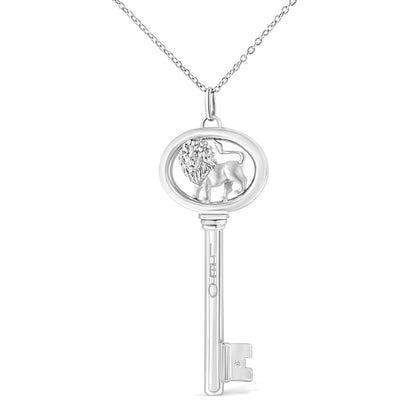 .925 Sterling Silver Diamond Accent Virgo Zodiac Key 18" Pendant Necklace (K-L Color, I1-I2 Clarity) by Bids.com