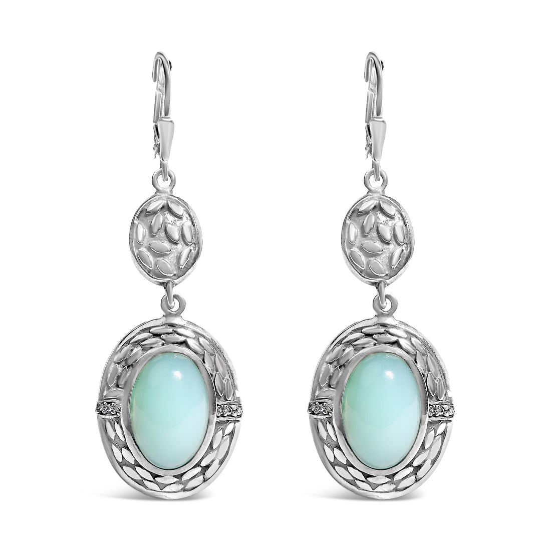 .925 Sterling Silver Chalcedony Diamond Accent Drop and Dangle Earring (K-L Color, I1-I2 Clarity) by Bids.com