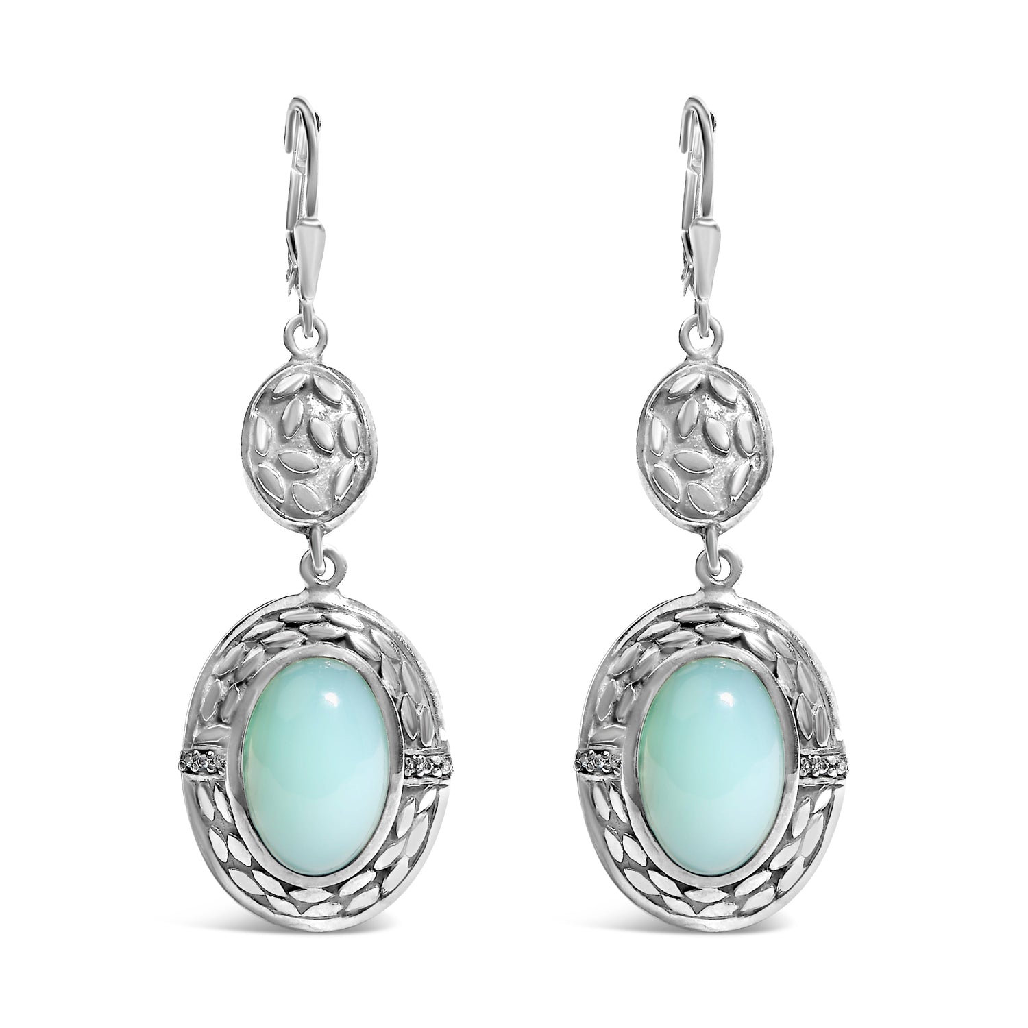 .925 Sterling Silver Chalcedony Diamond Accent Drop and Dangle Earring (K-L Color, I1-I2 Clarity) by Bids.com