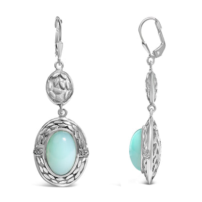 .925 Sterling Silver Chalcedony Diamond Accent Drop and Dangle Earring (K-L Color, I1-I2 Clarity) by Bids.com