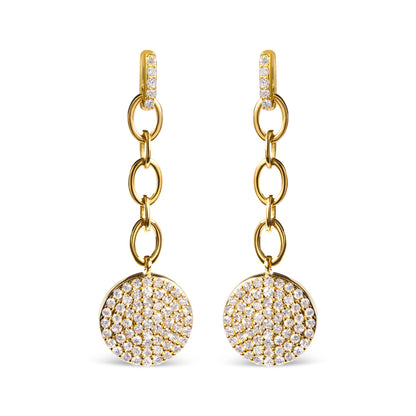 14K Yellow Gold 1.0 Cttw Diamond Chain Cluster Dangle Chain Earrings (I-J Color, I1-I2 Clarity) by Bids.com