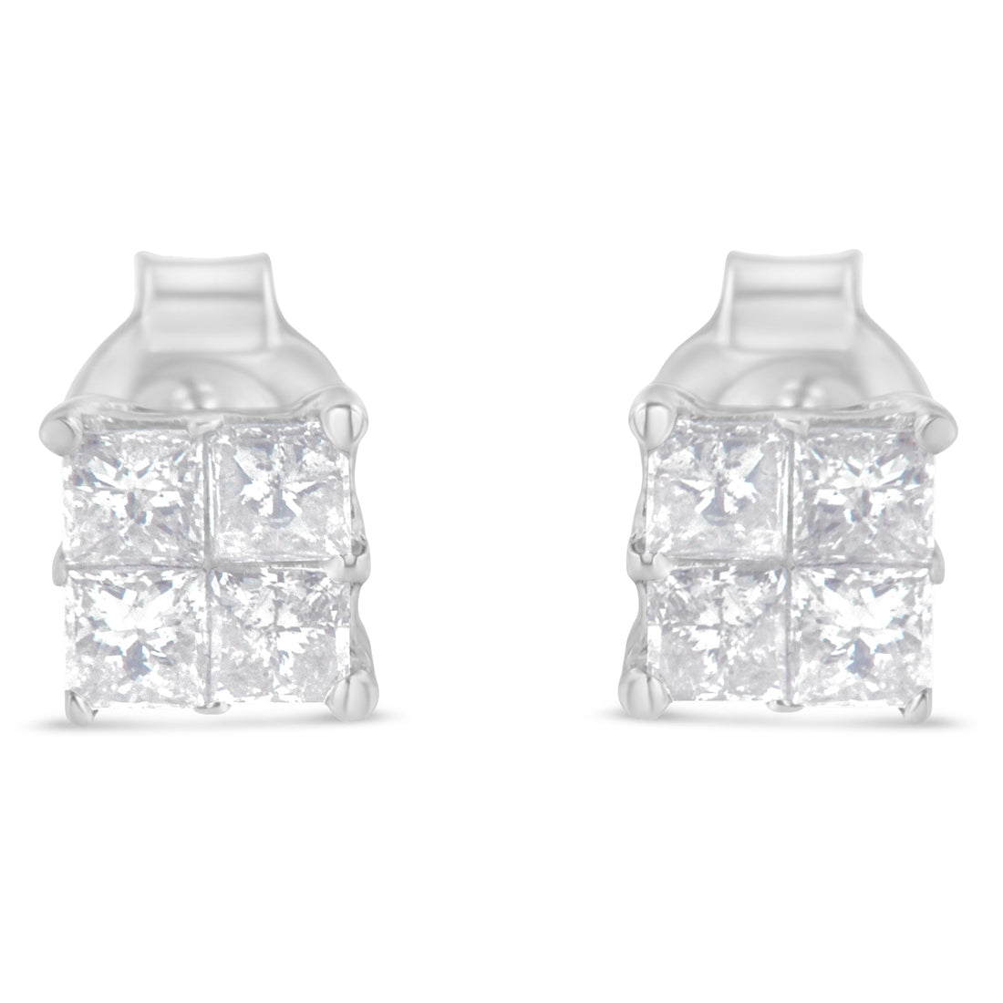 10K White Gold Diamond Stud Earrings (3/4 cttw, H-I Color, SI2-I1 Clarity) by Bids.com