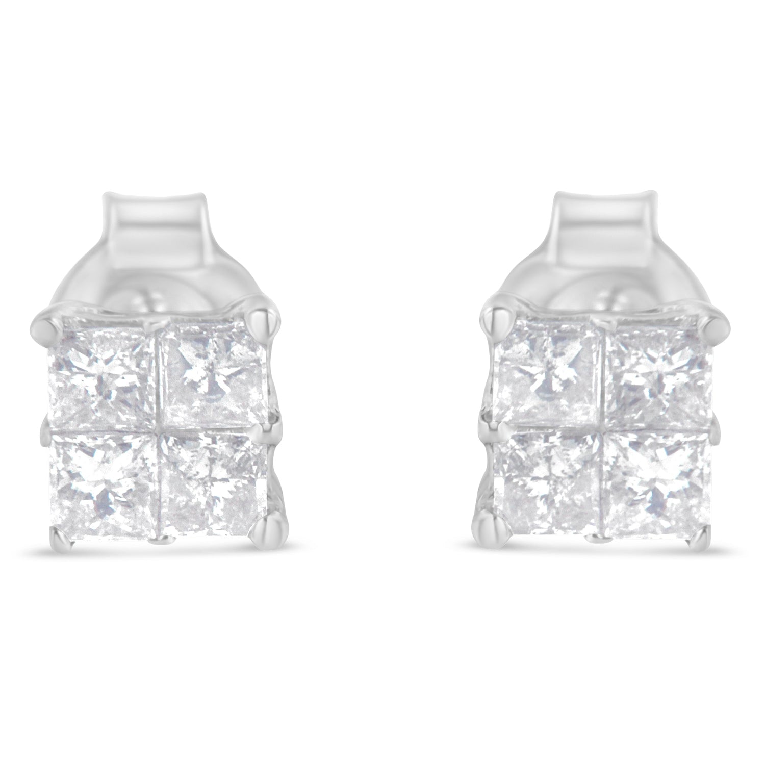 10K White Gold Diamond Stud Earrings (3/4 cttw, H-I Color, SI2-I1 Clarity) by Bids.com