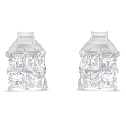 10K White Gold Diamond Stud Earrings (3/4 cttw, H-I Color, SI2-I1 Clarity) by Bids.com