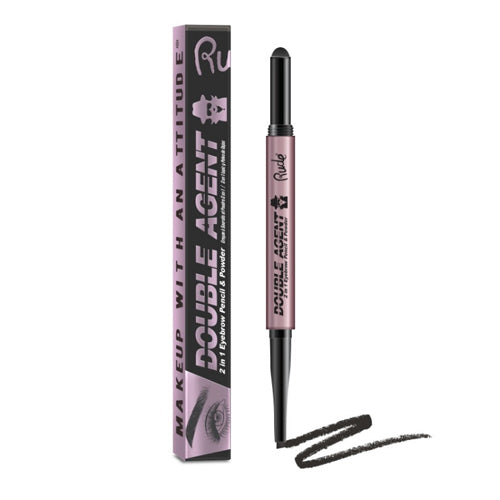 RUDE Double Agent 2 in 1 Eyebrow Pencil &amp; Powder - Black Brown - DestGlow