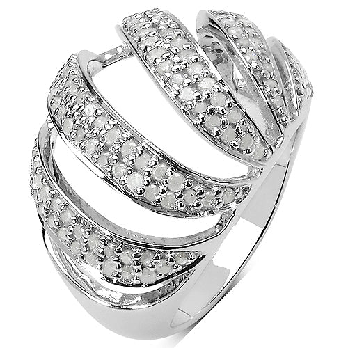 0.98 Carat Genuine White Diamond .925 Sterling Silver Ring by Bids.com