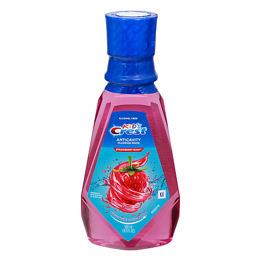 Crest Kids, Anticavity Fluoride Rinse, Alcohol Free, Strawberry Rush, 16.9 Fl Oz (500 Ml) by Pasteur Pharmacy