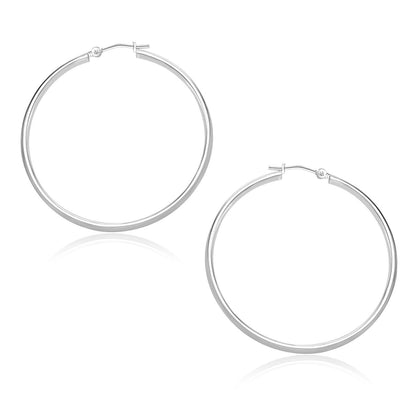 10k White Gold Polished Hoop Earrings (30mm)  DestGlow