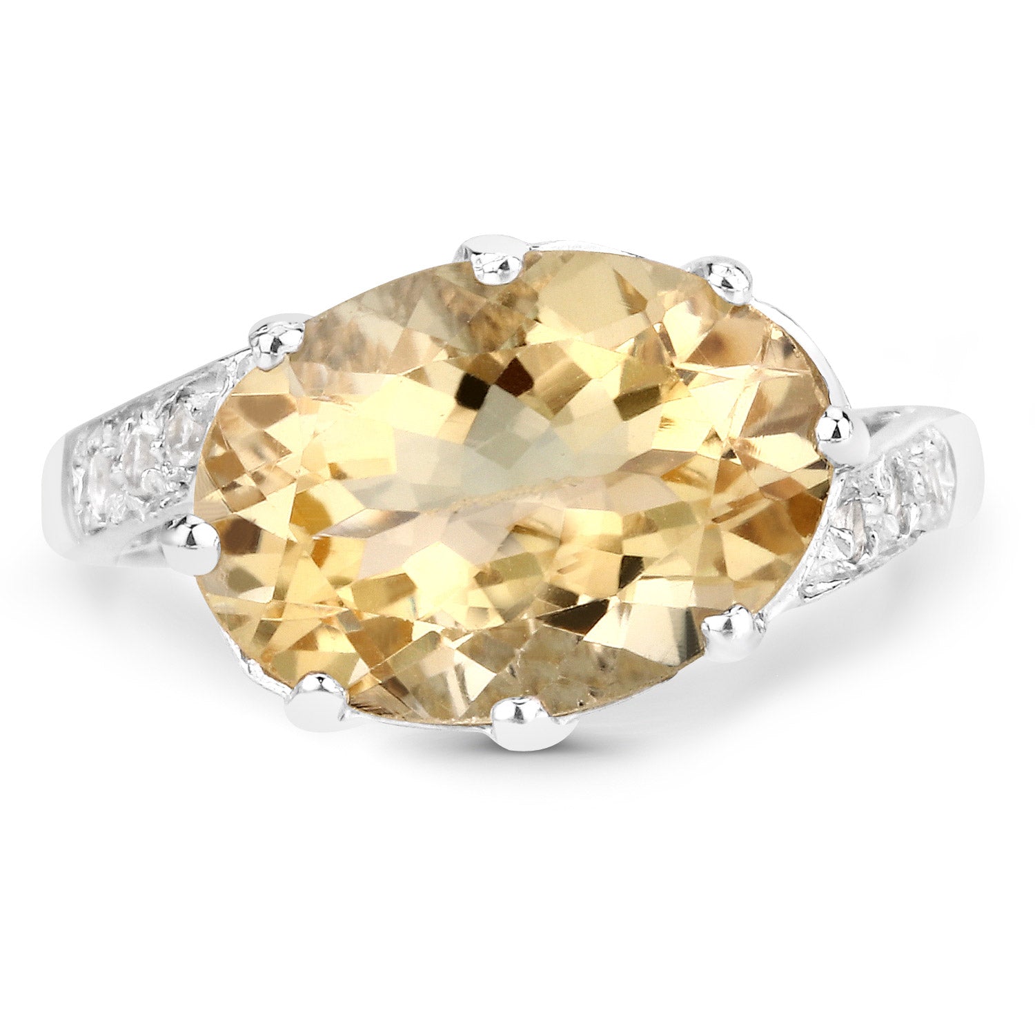 4.63 Carat Genuine Citrine and White Topaz .925 Sterling Silver Ring by Bids.com