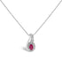 .925 Sterling Silver Red Ruby and Diamond Accent Milgrain Swirl Pendant Necklace - 18" Inches by Bids.com