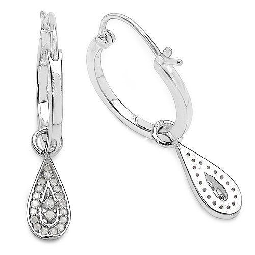 0.28 Carat Genuine White Diamond .925 Sterling Silver Earrings by Bids.com