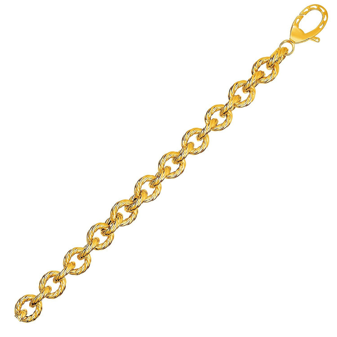 Textured Oval Link Bracelet in 14k Yellow Gold by Bids.com
