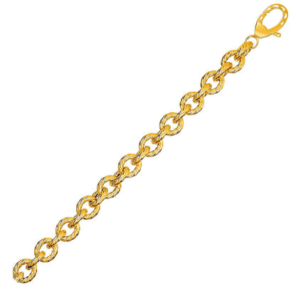 Textured Oval Link Bracelet in 14k Yellow Gold by Bids.com