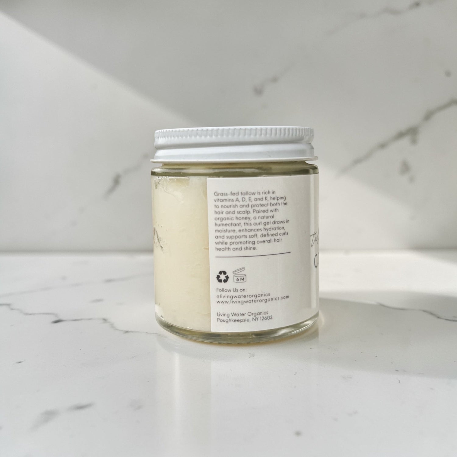 Tallow Honey Curl Gel with 100% Grass Fed Tallow (Medium to Strong Hold) by Living Water Organics