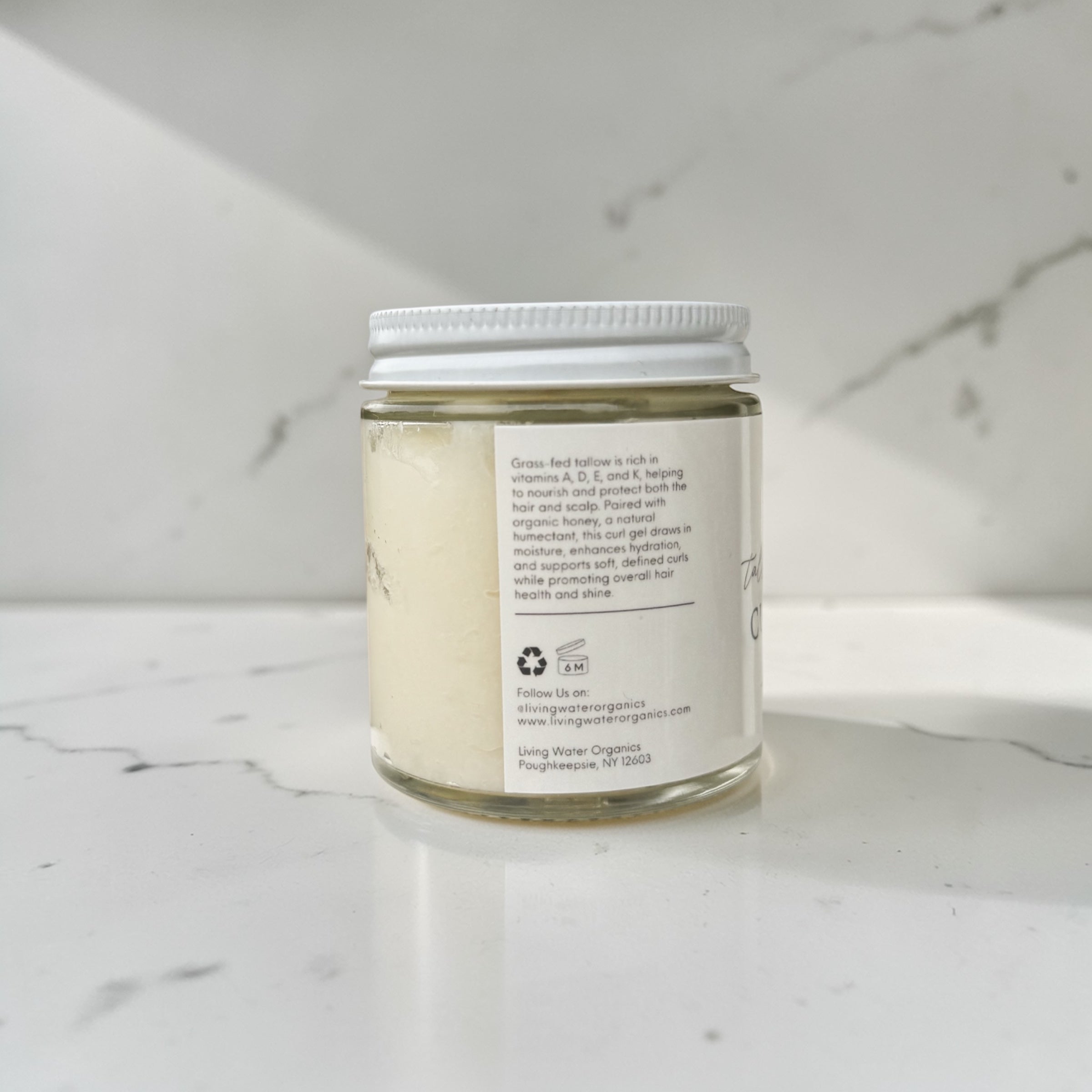 Tallow Honey Curl Gel with 100% Grass Fed Tallow (Medium to Strong Hold) by Living Water Organics