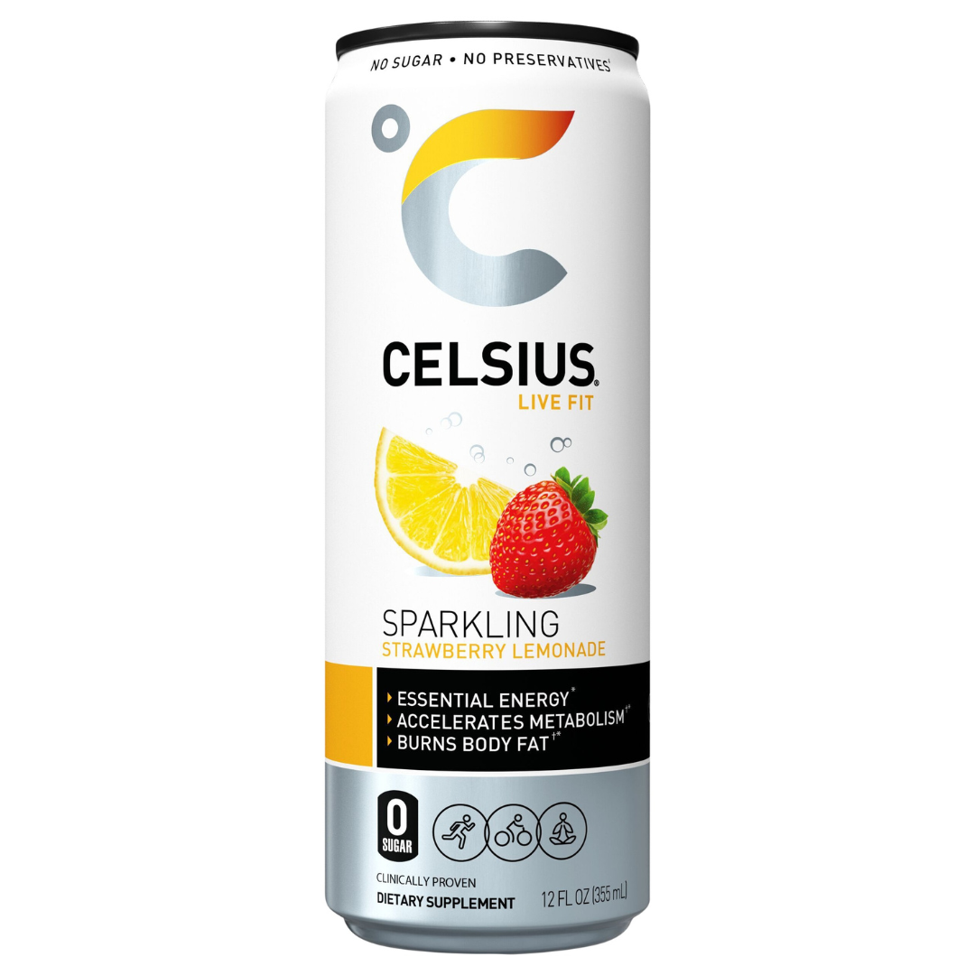 Celsius Live Fit Sparkling Strawberry Lemonade Energy Drink (12oz) by Farmacias Savia