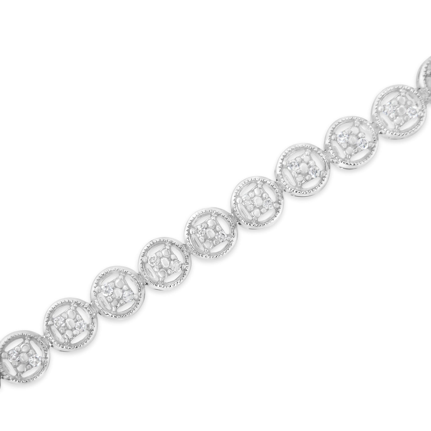 14K Rose Gold Over .925 Sterling Silver 1/4 Cttw Diamond 7" Open Circle Wheel Link Tennis Bracelet (I-J Color, I2-I3 Clarity) by Bids.com
