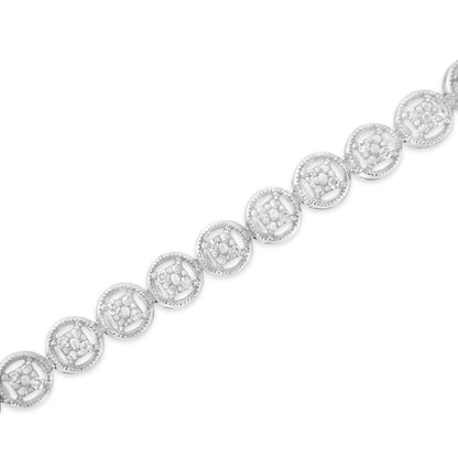 14K Rose Gold Over .925 Sterling Silver 1/4 Cttw Diamond 7" Open Circle Wheel Link Tennis Bracelet (I-J Color, I2-I3 Clarity) by Bids.com