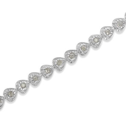 .925 Sterling Silver 1.0 Cttw Miracle Set Diamond Heart-Link 7" Tennis Bracelet (I-J Color, I2-I3 Clarity) by Bids.com