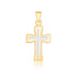 14k Two-Tone Gold Dual Cross Design Pendant with Block Ends  DestGlow
