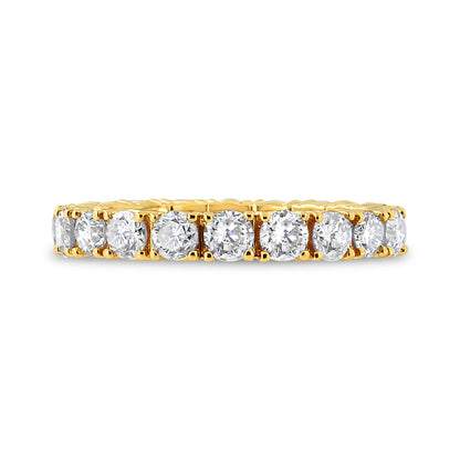 14K Yellow Gold 2.00 Cttw Shared Prong Set Round Cut Diamond Eternity Band (J-K Color, VS1-VS2 Clarity) - Ring Size 6.75 by Bids.com
