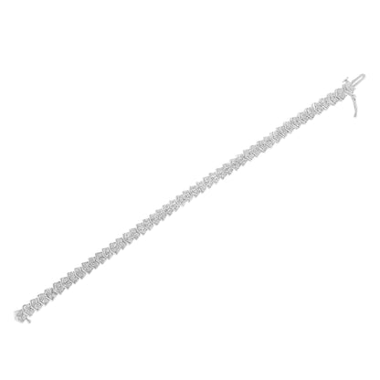 .925 Sterling Silver 1.0 Cttw Chevron 2 Stone Arrow Link Tennis Bracelet (I-J Color, I3 Clarity) - 7â€ by Bids.com