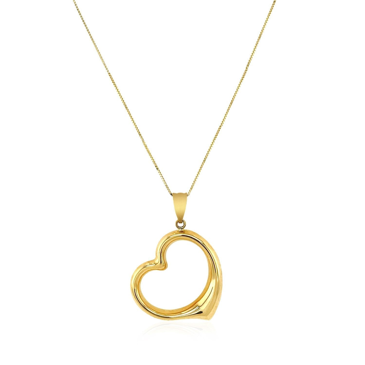 14k Yellow Gold Floating Heart Drop Pendant  DestGlow