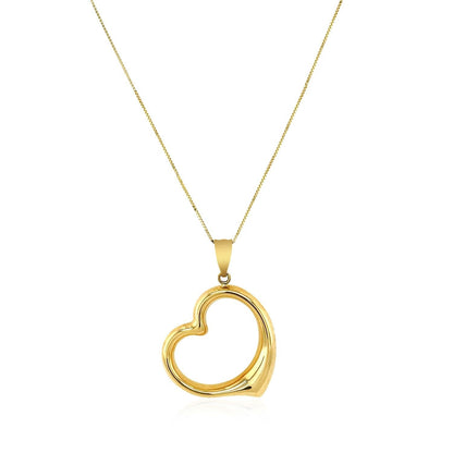 14k Yellow Gold Floating Heart Drop Pendant  DestGlow