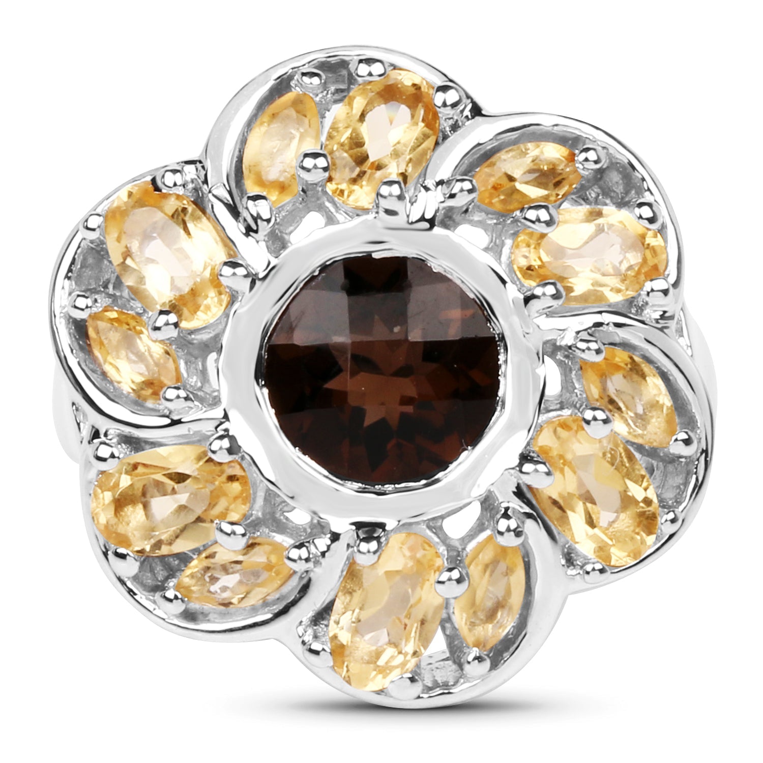 3.46 Carat Genuine Smoky Quartz &amp; Citrine .925 Sterling Silver Ring by Bids.com