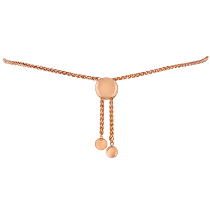14K Rose Gold Plated .925 Sterling Silver Diamond Accent Circle and Heart Link Adjustable 6â€-10â€ Bolo Bracelet (I-J Color, I3 Clarity) by Bids.com