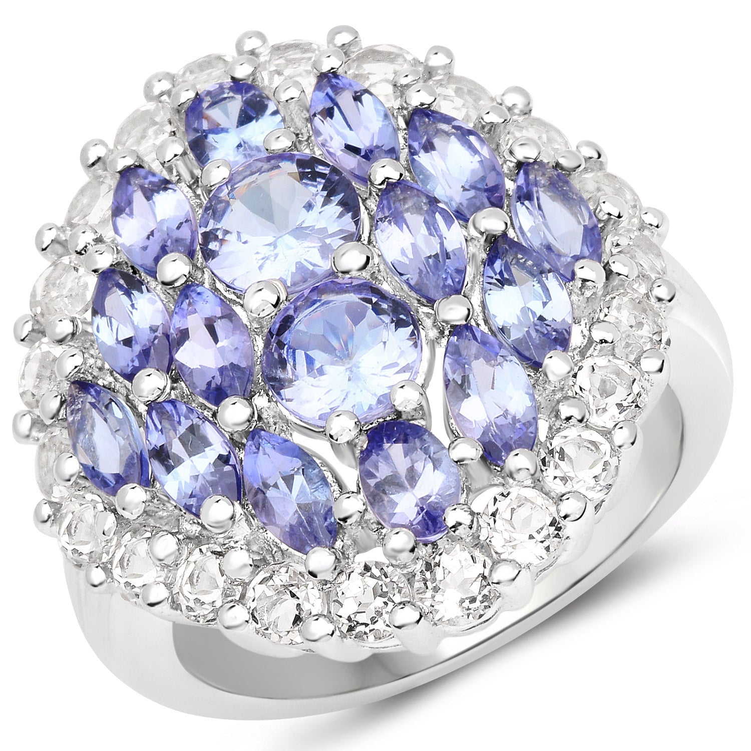 4.72 Carat Genuine Tanzanite and White Topaz .925 Sterling Silver Ring by Bids.com