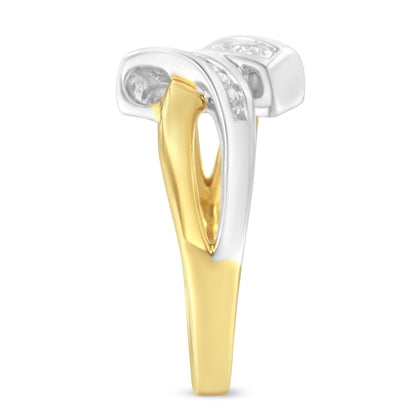 10K Two Toned Channel-Set Diamond Bypass Ring (1/4 cttw, I-J Color, I2 Clarity) by Bids.com