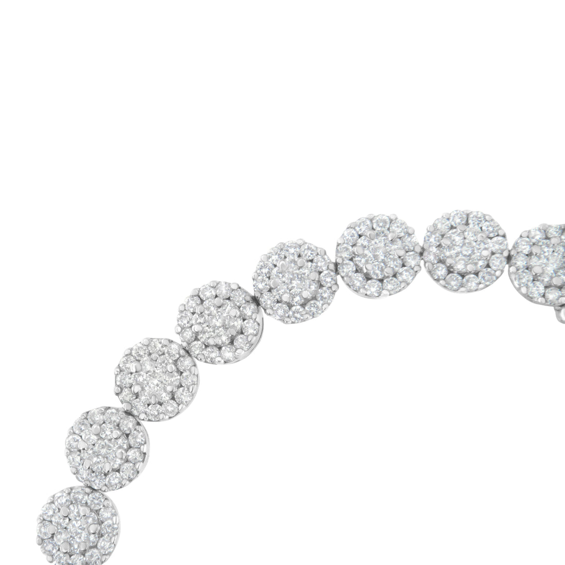 14K White Gold 3-3/4 Cttw Round-Brilliant Cut Diamond 7-1/4" Round Cluster Links Tennis Bracelet (I-J Color, SI2-I1 Clarity) by Bids.com