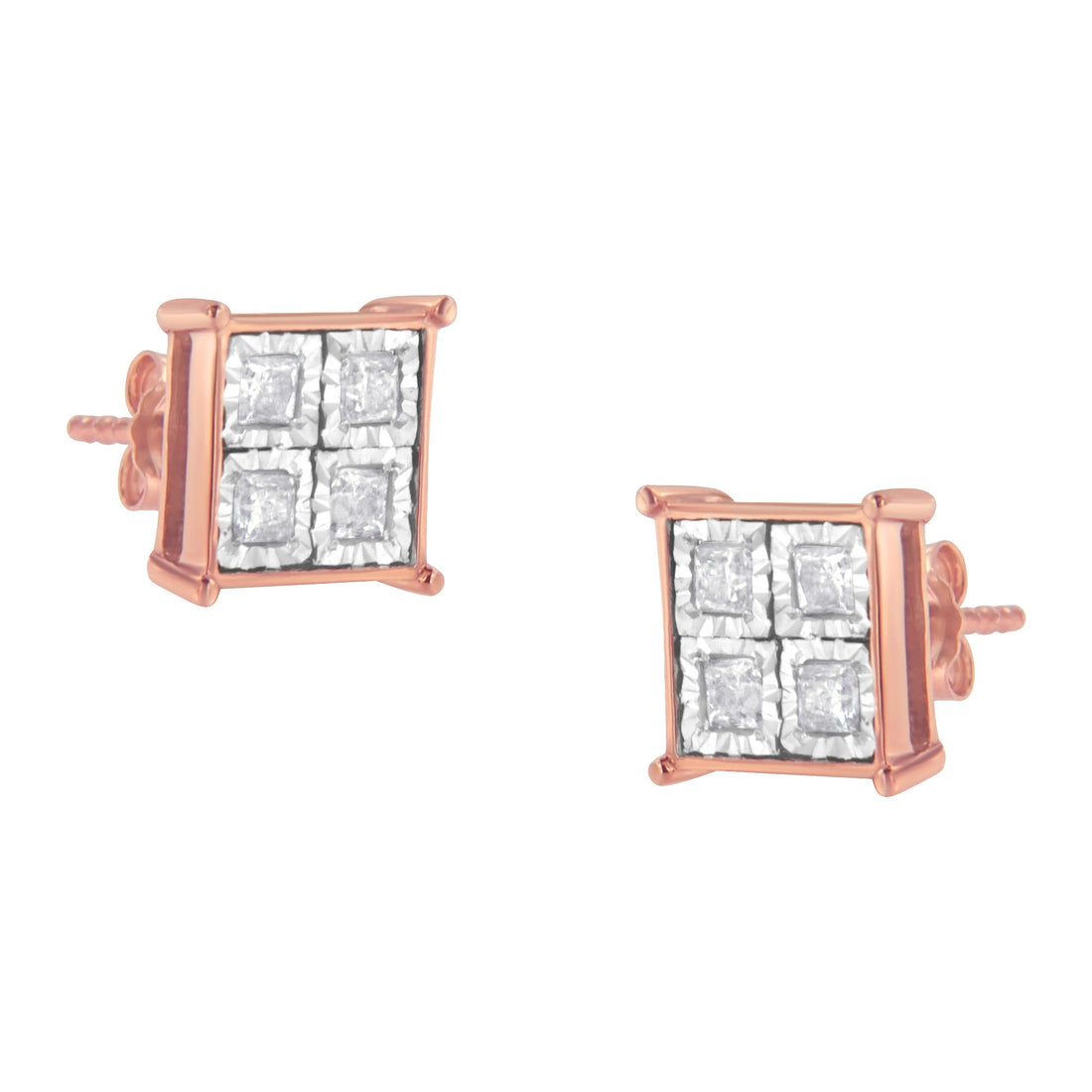 Rose Gold Plated Sterling Silver Diamond Composite Stud Earrings (3/4 cttw, J-K Color, I1-I2 Clarity) by Bids.com