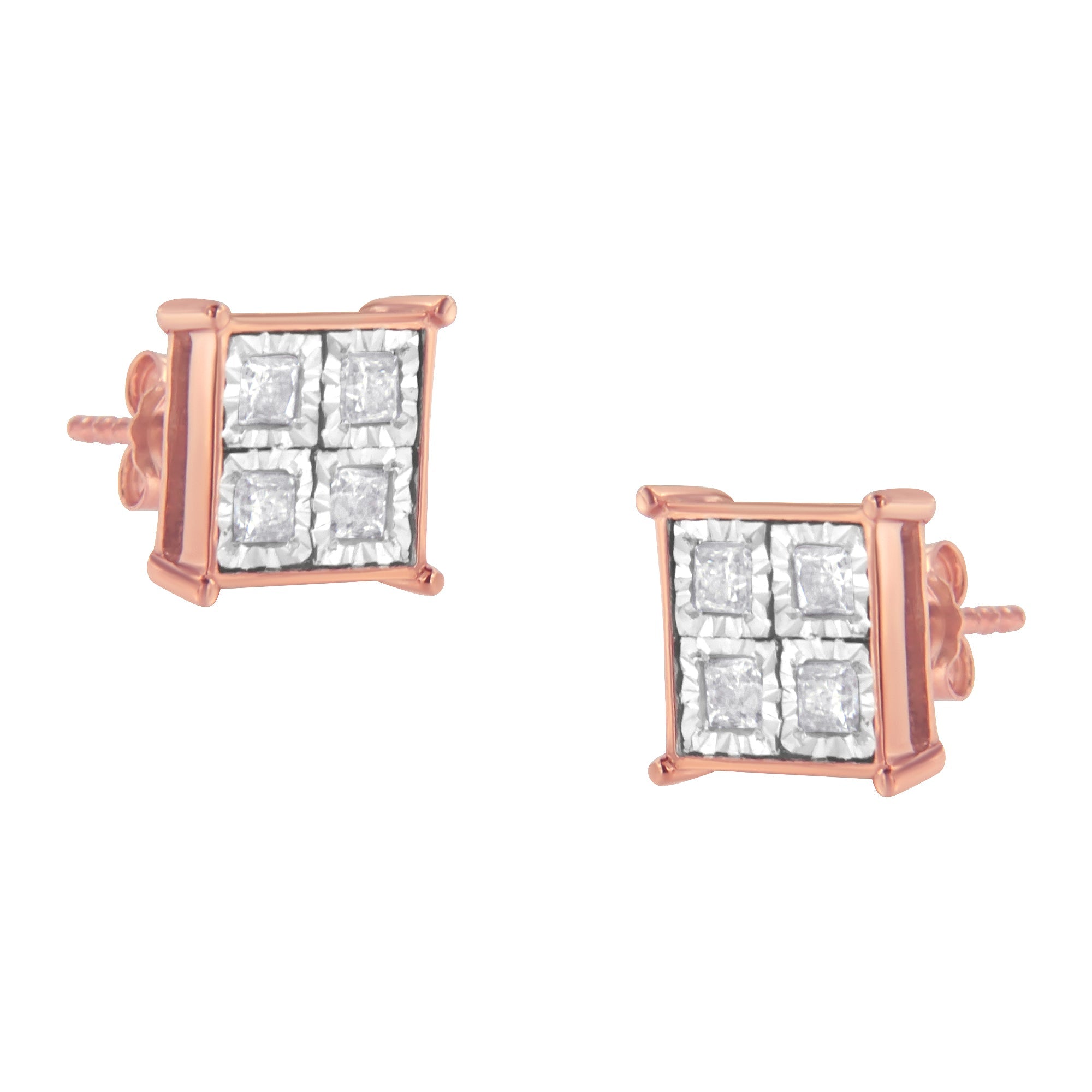 Rose Gold Plated Sterling Silver Diamond Composite Stud Earrings (3/4 cttw, J-K Color, I1-I2 Clarity) by Bids.com