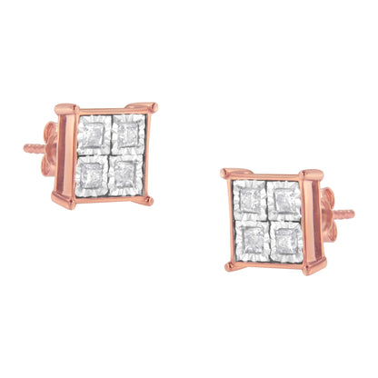 Rose Gold Plated Sterling Silver Diamond Composite Stud Earrings (3/4 cttw, J-K Color, I1-I2 Clarity) by Bids.com