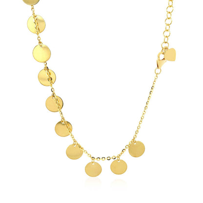 Choker Necklace with Polished Discs in 14k Yellow Gold by Bids.com