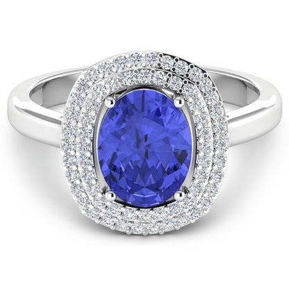 2.02 Carat Genuine Tanzanite and White Diamond 14K White Gold Ring by Bids.com
