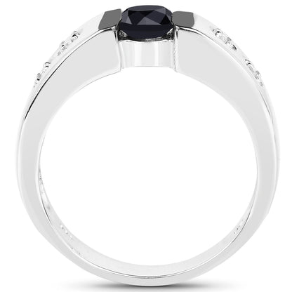 0.56 Carat Genuine Black Diamond and White Diamond .925 Sterling Silver Ring by Bids.com
