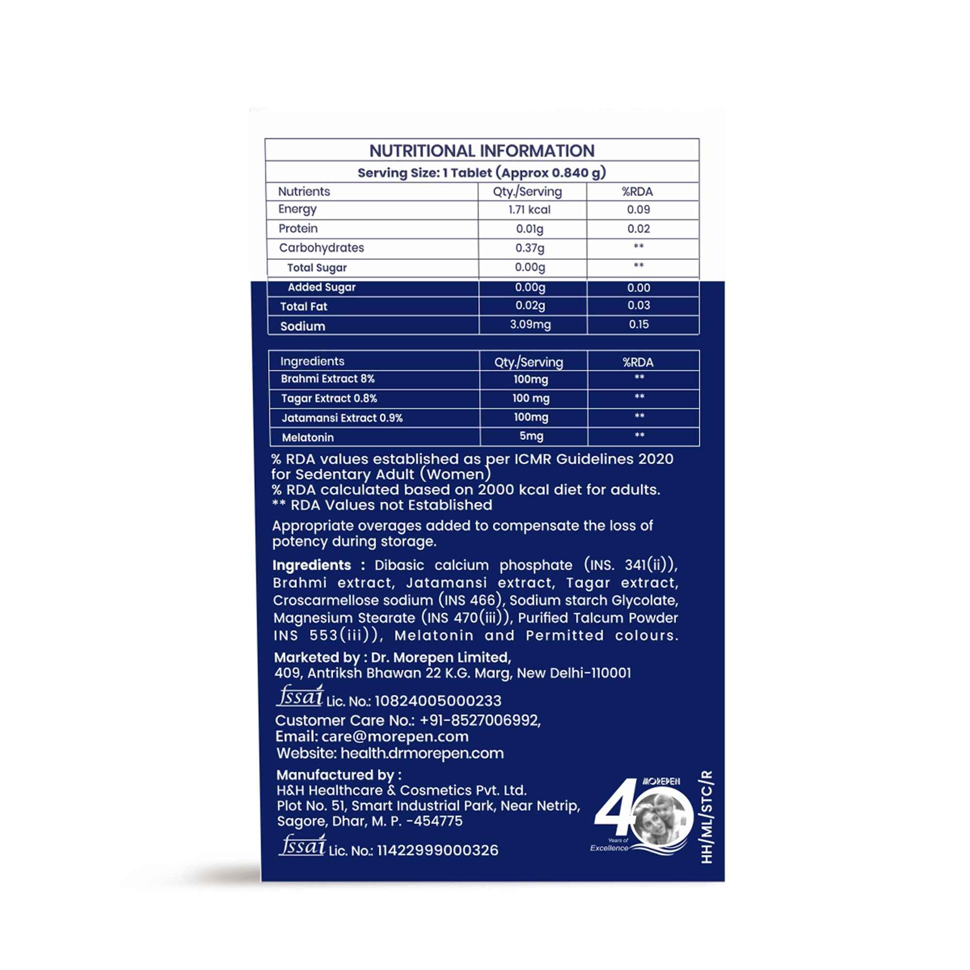 Dr. Morepen Sleep Tabs Melatonin 5mg Sleeping Tablets