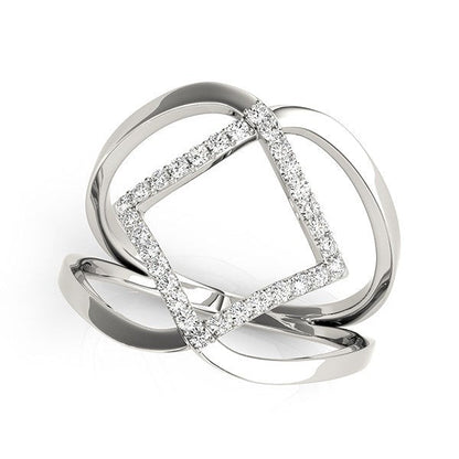 14k White Gold Interlaced Design Diamond Ring (1/5 cttw) by Bids.com