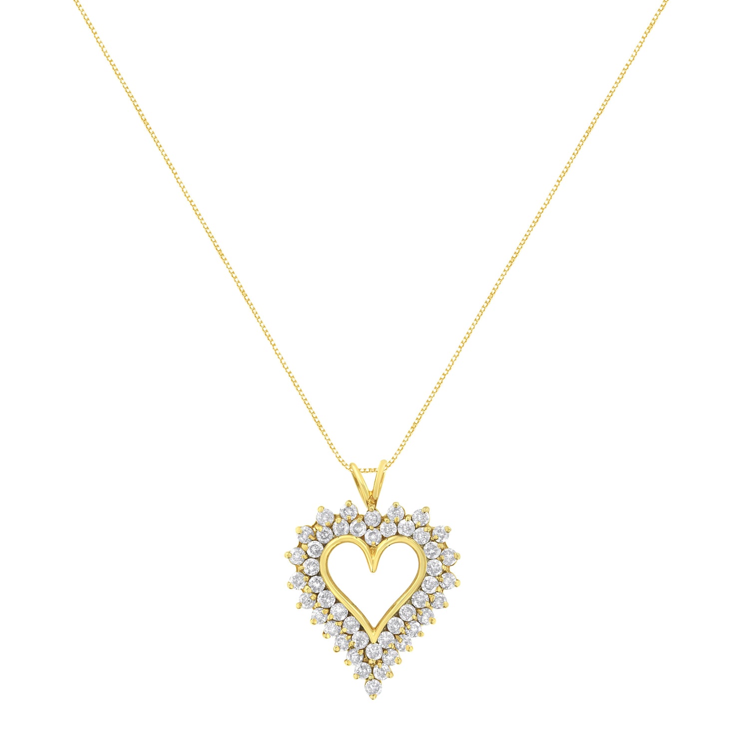 14K Yellow Gold .925 Sterling Silver 4 cttw Round-cut Diamond Cluster Heart Pendant Necklace (K-L Color, I1-I2 Clarity) by Bids.com
