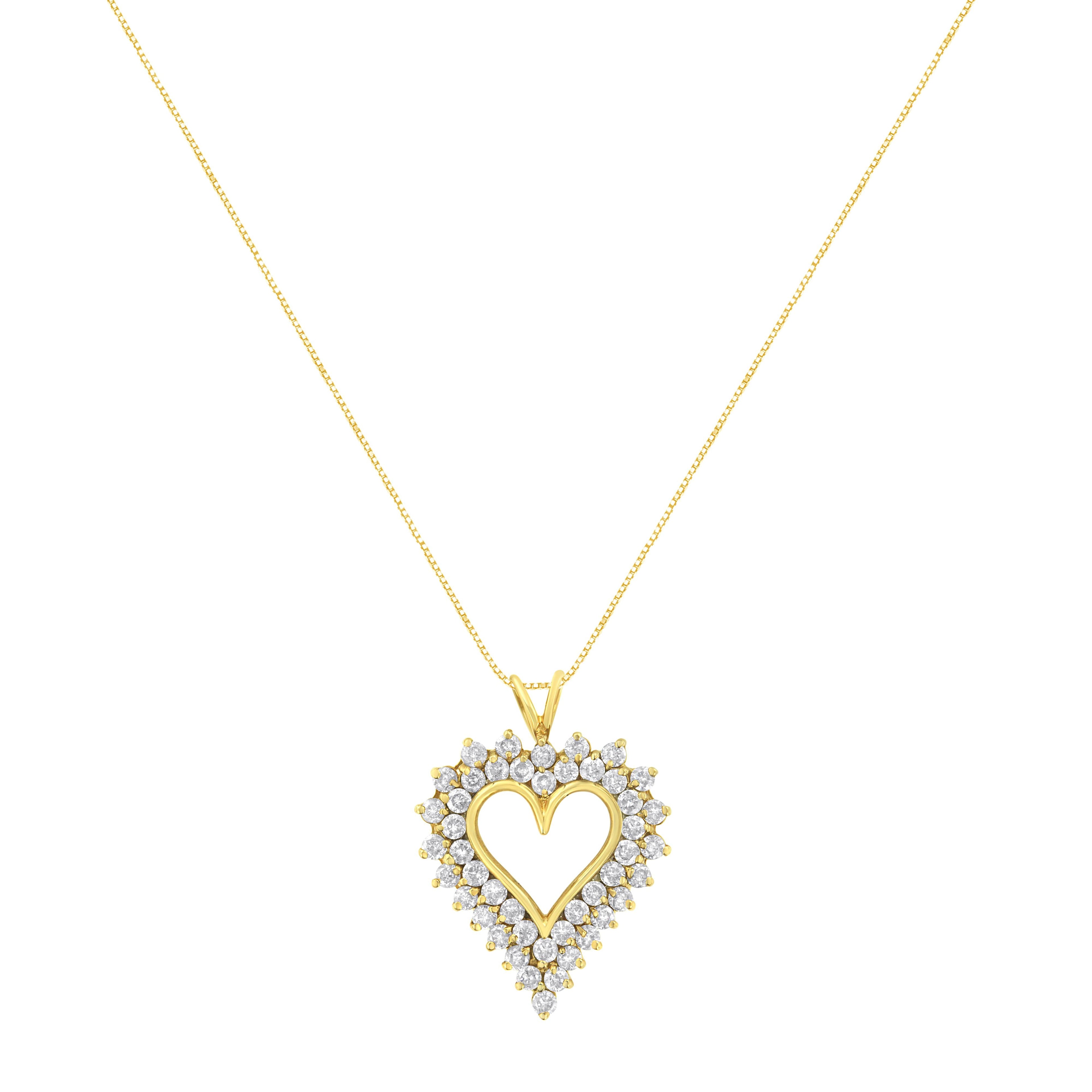 14K Yellow Gold .925 Sterling Silver 4 cttw Round-cut Diamond Cluster Heart Pendant Necklace (K-L Color, I1-I2 Clarity) by Bids.com