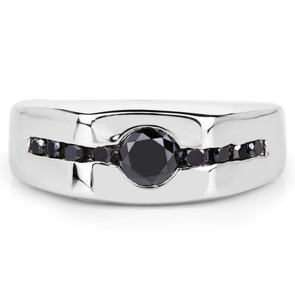 0.74 Carat Genuine Black Diamond .925 Sterling Silver Ring by Bids.com