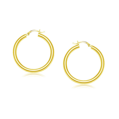 14k Yellow Gold Polished Hoop Earrings (25 mm) by Bids.com