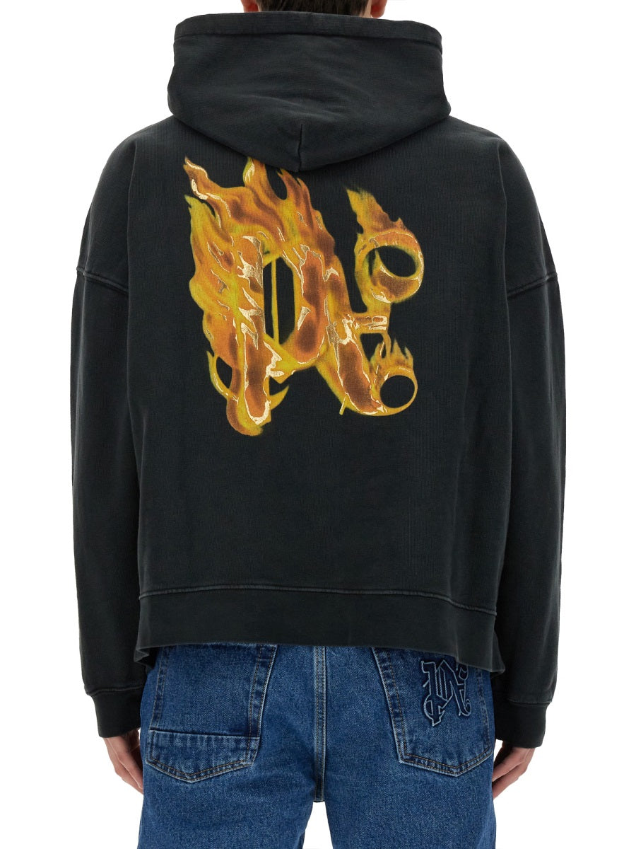 Palm Angels Men "Burning Monogram" Print Sweatshirt by Luosophy