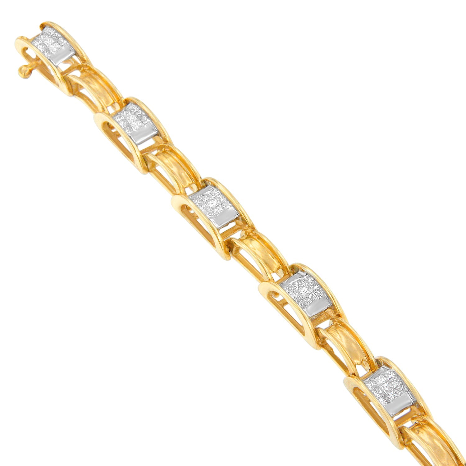 14K Yellow Gold Princess Cut Diamond Chain Link Bracelet (1.00 cttw, H-I Color, SI1-SI2 Clarity) by Bids.com