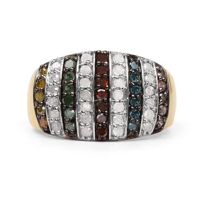 14K Yellow Gold Plated 0.84 Carat Genuine Multi Diamond .925 Sterling Silver Ring by Bids.com