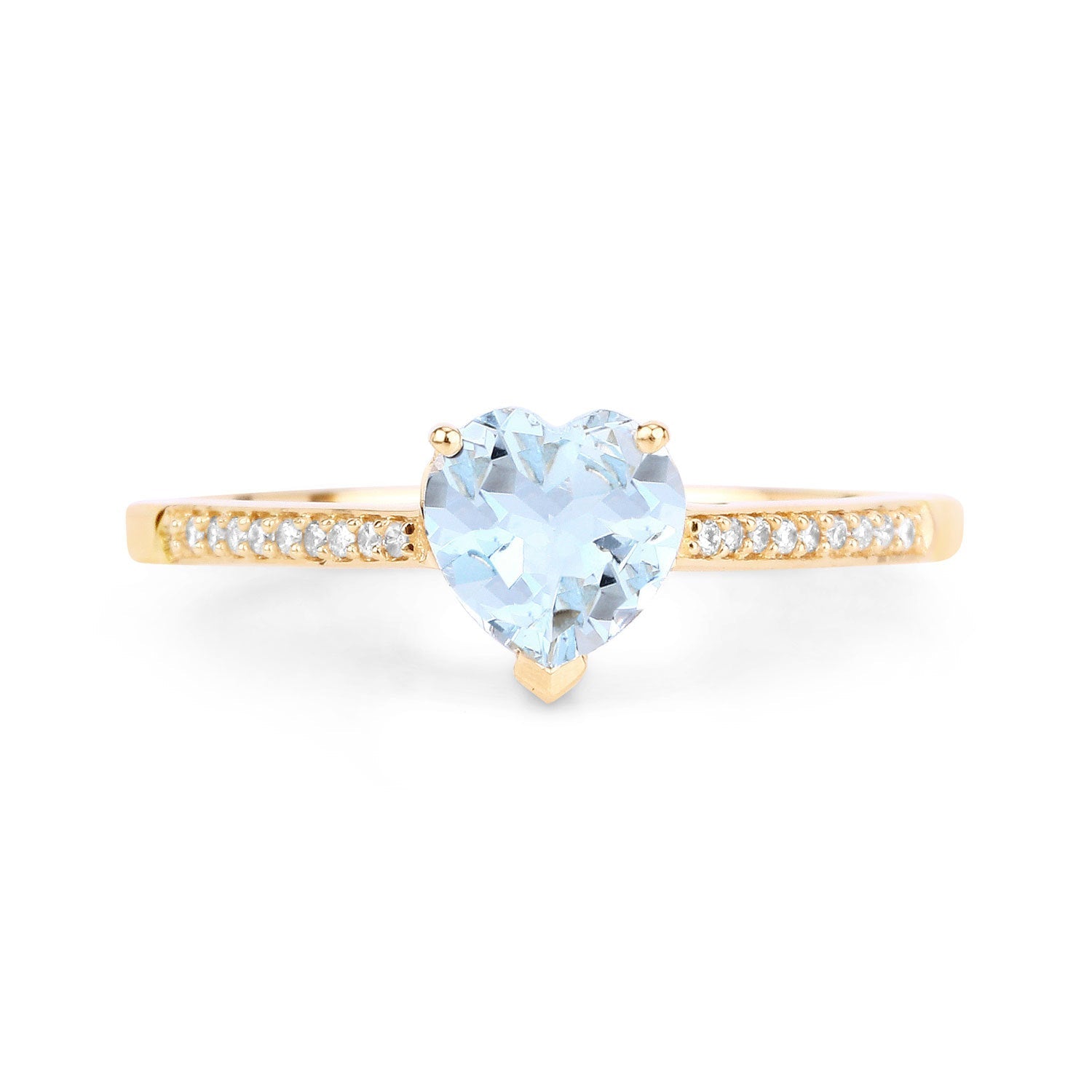 0.65 Carat Genuine Aquamarine and White Diamond 14K Yellow Gold Ring by Bids.com